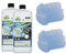 2l JaTop Scherkopfreiniger Nachfüllflüssigkeit + 2 Kartuschen (leer) [1l pro Flasche] - geeignet zum Nachfüllen von Braun Clean & Renew Synchro Activator & Pulsonic Series Made in DE