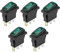 ETOPARS 5 Piezas 12V 20A Interruptor Basculante Redondo para Coche Luces de Luz LED Verde Interruptor de Palanca Coche Botón Pulsador Impermeable 3Pin ON Off