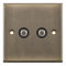 Selectric 7M-Pro Antique Brass 2 Gang Satellite Socket with Black Insert
