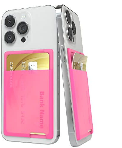 EAZY CASE Smartphone Kartenhalter aus Silikon zum aufkleben, starkhaftendes Kartenetui, selbstklebendes Kartenfach, Kreditkartenetui für Handys, Kartenhülle für Kreditkarte und EC-Karte, Pink