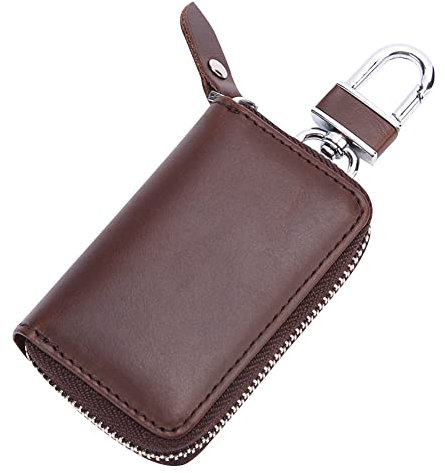 Herbests Autoschlüssel Hülle Schlüsseltasche für Damen Herren, Leder Schlüsseletui für Schlüsselbund Schlüsselmäppchen Auto Ledertasche, Fernbedienung schlüsseletui mit Karabiner,Kaffee #1