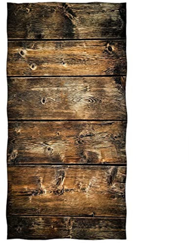 Zomer Strandtuch 70x140 cm Mikrofaser Badetuch Schnelltrocknendes Bedrucktes Handtuch mit Braunes Holz Motiv