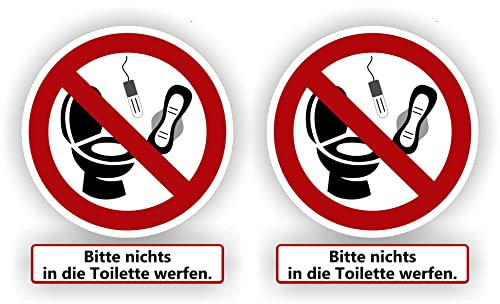 Bitte nichts in die Toilette werfen 4 Aufkleber