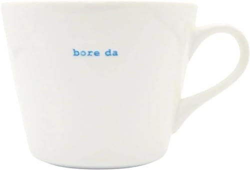 Keith Brymer Jones - Welsh/Cymraeg Word Range - Standard Ceramic White Mug - bore da - 350ml - Gift Boxed