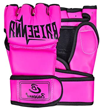 Harilla Guantes MMA Medio Mujeres Hombres Guantes de Lucha Guantes de Kickboxing Muay Thai Mitts Sandbag Open Palm Kick Boxing Guantes Saco de Boxeo, Rosado