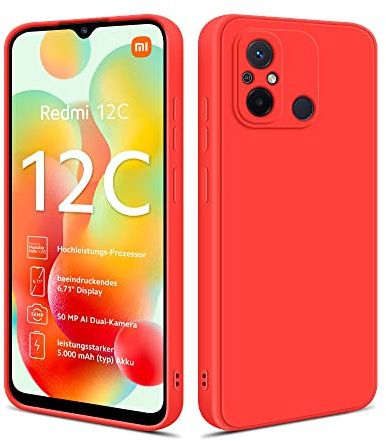 HSP Hülle für Xiaomi Redmi 12C [Staubabweisend] Handyhülle | Premium TPU Silikon Case Schutzhülle | Kratzfest Stoßfest Fallschutz | Kameraschutz Displayschutz | Passgenau Dünn Matt | Rot