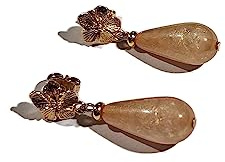 Blumentropfen Perlen ohrringe aus 24-karätigem Goldmessing, minimalistisch schick Pastelltönen (Rouge-Pfirsich)