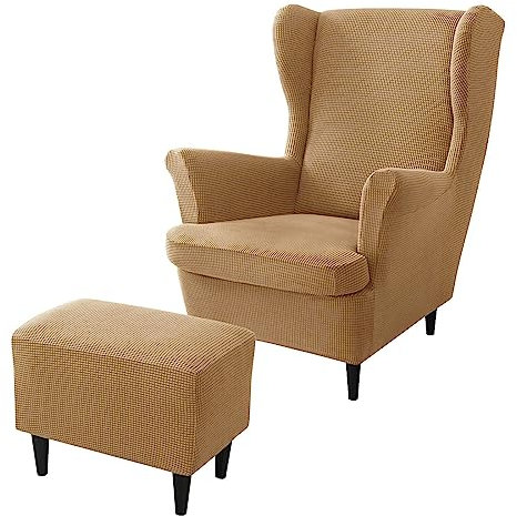 rackbone Ohrensesselbezüge, Ohrensessel-Bezug und Ottoman-Hocker-Bezug Sofabezug mit elastischem Band waschbarer Sessel-Schutzbezug für Wohnzimmer,12