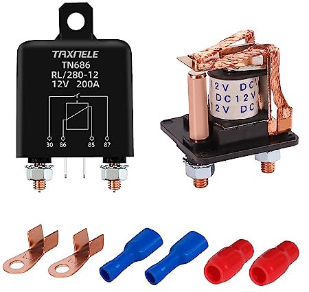 Relè ad alta corrente Relè di avviamento 100A 120A 200A 12V 24V Relè di servizio continuo Potenza Relè di avviamento corrente pesante automobilistico Relè di carica diviso Interruttore relè (12V,200A)