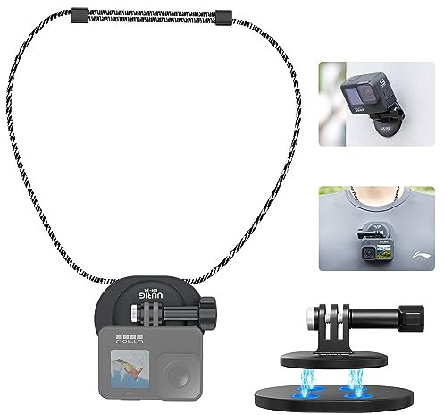 UURIG BH-14 Magnetischer POV-Hals, Selfie-Halterung für GoPro, Action-Kamera-Halterung, Schnellverschluss, Freisprecheinrichtung für GoPro Hero11, 10, 9, 8, 7, Schwarz, DJI Action 5Pro/4/3, Insta 360