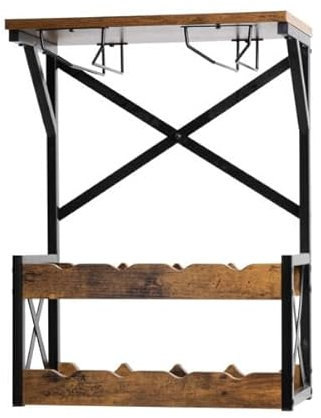 EMINZA Meuble Range-Bouteilles Industriel 8 emplacements et Porte-Verres (H56 cm) Tiago Noir