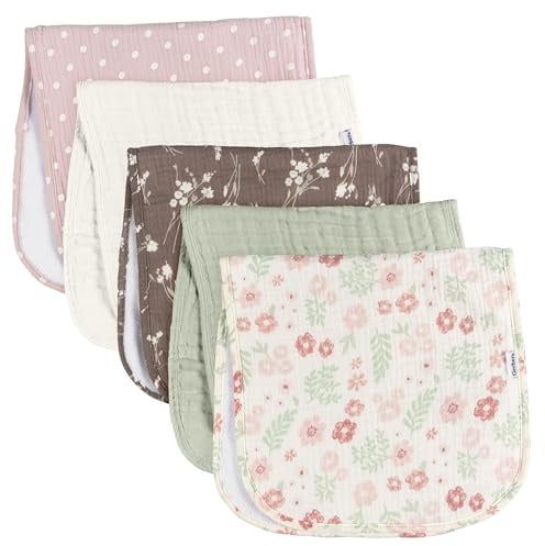 Gerber Spucktücher für Mädchen, mehrfarbige Blumenmuster, Einheitsgröße, 5 Stück, rosa