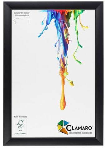 Clamaro 'Neo Collage' Cadre Photo 24x30 Fait Main sur Mesure | Noir Mat | Cadre en Bois MDF avec Verre Acrylique et accroche métallique (Format Paysage & Format Portrait)