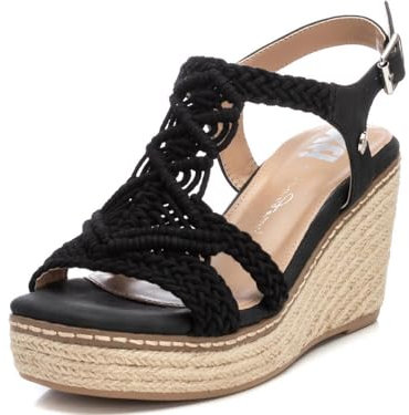XTI - Sandalia Mujer Negro - Calzado Cómodo y Versátil - Moda casual - Modelo 14283402 (Talla 39)