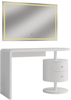 Vicco Schminktisch Weiß Lara 120x76x50 cm - Frisiertisch, Große Tischfläche für Make-up, Schmuck und Styling-Utensilien