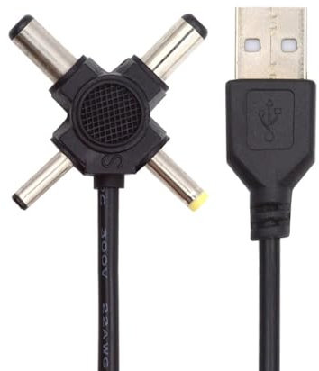 CY Cable USB 2.0 Type-A Male to 4-in-1 DC 5V 5.5x2.5mm 5.5x2.1mm 4.0x1.7mm 3.5x1.3mm Power Plug Barrel Connector Charge Cable