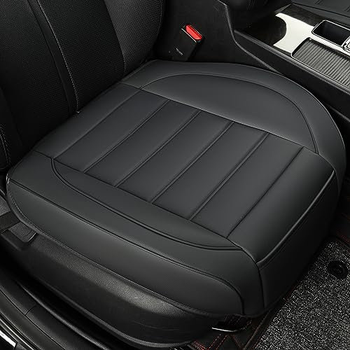 Vankerful 1 Pack Leather Front Car Seat Covers,Bottom Seat Covers for Cars,Driver Car Seat Cushion Cover,Luxury Seat Protectors,for Most Vehicles,Sedan,Truck,SUV(Black)