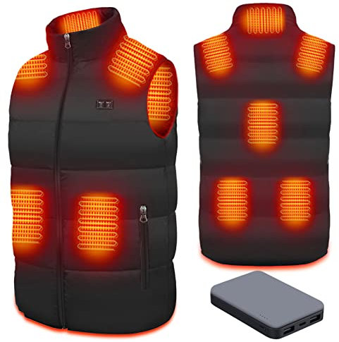 Gilet Chauffant Homme Femme 16000mAh Batterie Incluse, Veste Chauffante Électrique avec 8 Zones et 3 Températures Réglables, Lavable USB Vêtements Chauffants pour Moto Chasse Pêche