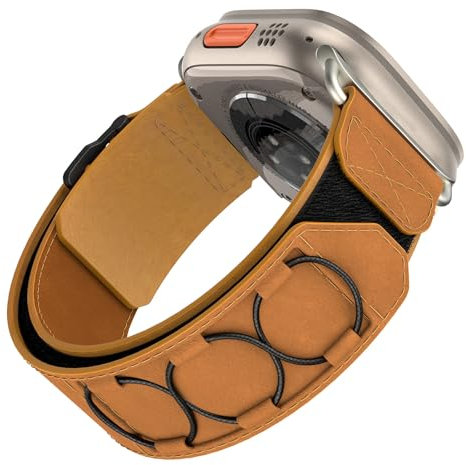 BIRDTOBR Bracelet de Cuir Véritable Remplacement Compatible avec Apple Watch Ultra 2/ Ultra/iWatch Séries 10 9 8 7 6 5 4 3 2 1 SE/ 46mm 49mm 45mm 44mm 42mm