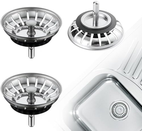 2 Pack Kitchen Sink Strainer Plug,Diameter Drain Basket Filter,Stainless Steel Sink Drainer Waste Plug Basket Strainer and Plug Replacement for Kitchen Sink(Diameter 80mm)