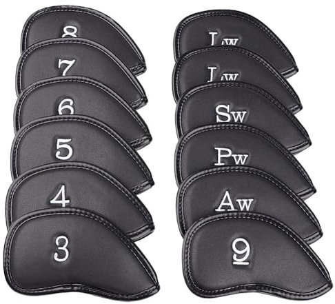 12Pcs/set Golf Iron Leather Head Covers Club Headcovers with Number Printed Durable Light for Men Women Universal Fit All Irons Clubs Taylormade Callaway