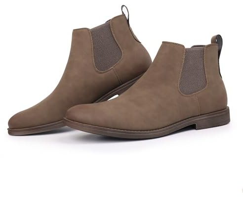Hawkwell Chelsea-Stiefel für Herren in Übergröße, klassische, lässige Stiefeletten in Normal- und Übergrößen, Hellbraunes PU, EU 40
