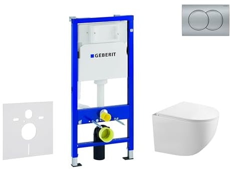 Geberit Duofix - Set Vorwandelement, Gaia-WC mit Softclose-Sitz und Delta01-Betätigungsplatte, Chrom matt SANI11CA1131