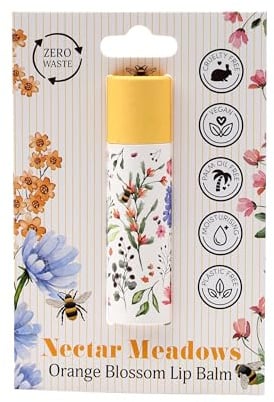 Puckator Nectar Meadows Paper Stick Lip Balm - Lip Care Stick Balms Chapstick Holiday Essentials For Women Family - Lipbalm Moisturiser Exfoliator Cream - Pretty Cute Lip Blam Bam