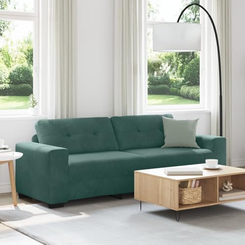 vidaXL Zeitgenössisches Samt Grünes Sofa für 3 Personen Weiche Berührung Bequeme Sitzgelegenheit Wohnzimmer Langlebig Stabiler Holzrahmen Stylisches Innenmöbel DREI-Sitzer Couch Luxus Gemütlich