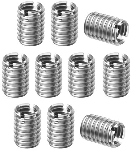 Inserti Filettati,10 PCS Rivetti Filettati Boccole Filettate per Legno Inserti Filettati Autofilettanti in Acciaio Inox 304 M10-1,5 a M8-1,25 Manicotto Riduzione per Mobili Legno Dadi Riduttori