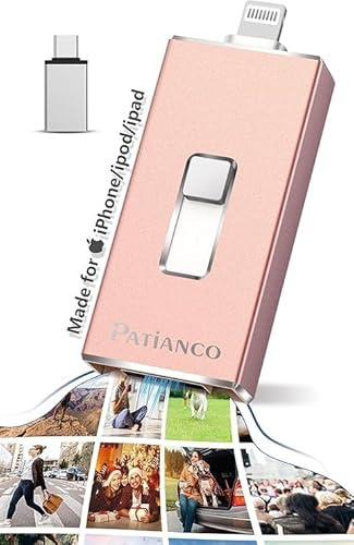 Clé USB pour iPhone 512 Go certifiée Apple MFi - Clé USB pour iPhone, iPhone - Memory Stick pour iPad/iPhone/ordinateur, Picture Keeper - Disque dur portable - Rose