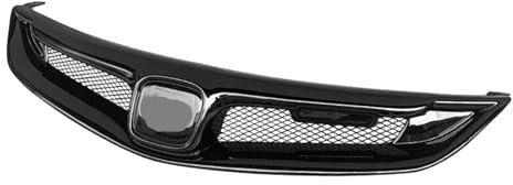 Auto Frontgrill Racing Grills Auto Obere Stoßstange Haube Mesh Body Kit Zubehör ABS Carbon Fiber Grid Kompatibel for Honda Civic 2006-2011(Gloss Black)