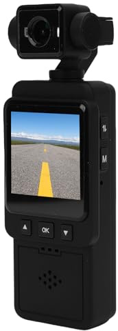 Hamwesh Caméscope de Poche HD, Caméra D'Enregistrement Vidéo Portable 1080P avec écran 1,54 Pouces, Stabilisation 3 Axes, WiFi, Enregistrement en Boucle, Ralenti, pour Sports de (avec Carte mémoire