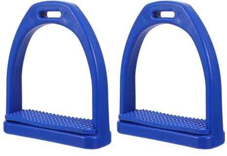 TOYANDONA Lot de 2 Étriers D’équitation Grands Bleus en Plastique avec Coussinet en Caoutchouc Antidérapant, Amortisseurs de Chocs pour Selle Anglaise, Accessoires de Randonnée Équestre