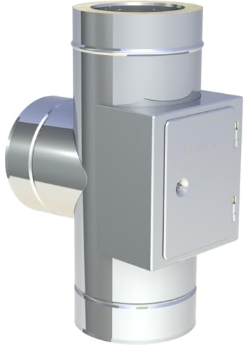Jeremias DW-FU T-Anschluss 200mm 87 Grad Edelstahl Abgassystem mit Revision gleiche Höhe bis 600 Grad N1