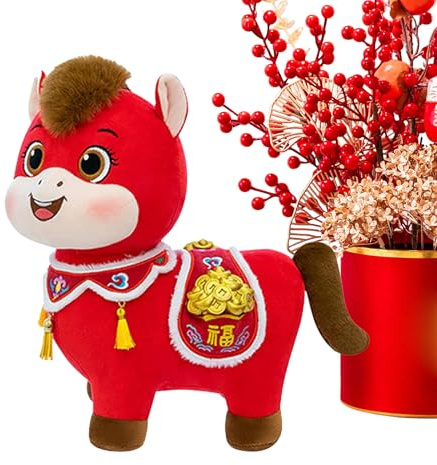 Generisch -Plüschtier, verheißungsvolles Stofftier, 7,9 Zoll große süße Puppe im chinesischen Design, weiches, Bezauberndes Tierplüschtier für, Mädchen, Kinder, festliches Geschenk für Neujahrspart