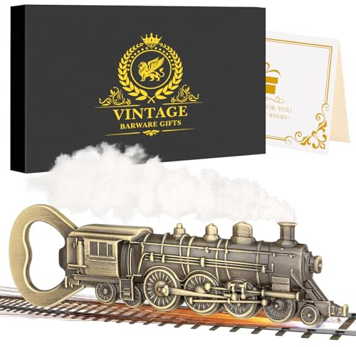 LULLEA Steam Locomotive Bottle Opener, Ideal Beer Opener Gift for Him, Dad, Boyfriend, Birthday Present, Bronze Train with Gift Box, Perfect for Train Fans