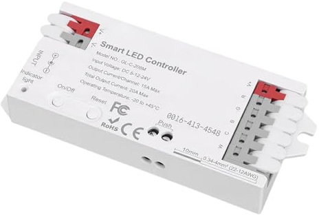 FTVOGUE Controller LED Intelligente, Controllo RGBCCT Professionale con 16 Milioni di Colori e luminosità Regolabile, Supporto per Matter Assistant IOS Home, per Strisce Luminose LED RGB