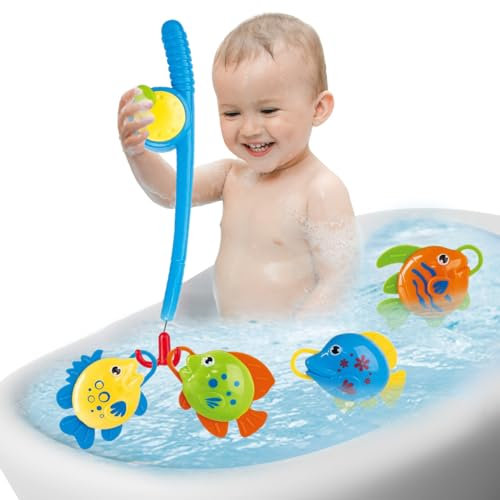Koolbitz Kids Bath Fishing Rod Toy Bathtub Fishing Toys for Children Floating Fishing Game for Boys & Girls Swimming Pool Summer Educational Fishing Water Toy for Toddlers