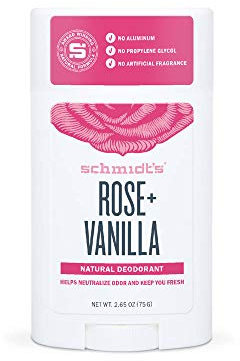 Schmidt's Rose and Vanilla Vegan and Cruelty-free Natural Deodorant Stick 24-hour Odour Protection 75 g