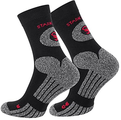 STARK SOUL Trekking Wandersocken für Damen & Herren, 2 Paar Atmungsaktive Gepolsterte Outdoor-Socken (Schwarz, 43-46)