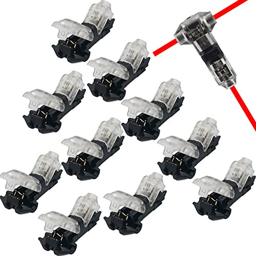10 pcs Basse Tension T Tap 2 Connecteurs de Fil électrique 2 Voies 2 sans Soudures sans Dénudage pour Branchement de Mi-portée 20-22 AWG Fil à Noyau Fil Multiconducteur Ligne Flexible