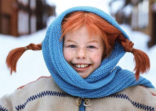 Postkarte LUSTIG - Motiv: PL PIPPI MIT SCHAL UM KOPF, Anlass: Kindermotive Film, Künstler/Verlag: KARTENKOMBINAT ©AB Svensk Filmindustrie/I.Nilsson, Größe: A6