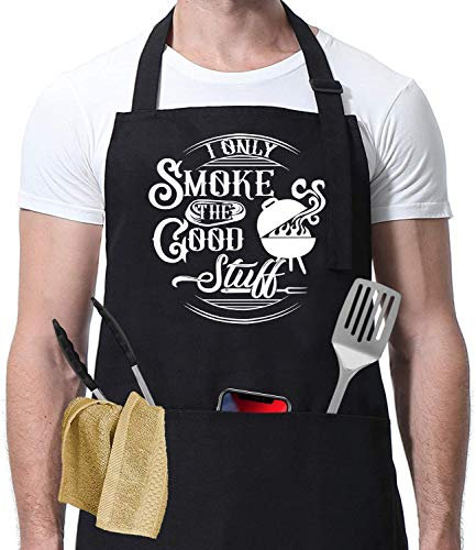 Küchenschürze mit Aufschrift I only Smoke The Good Stuff, lustiges Geschenk, Vatertag, Muttertag – lustig, schräg, unhöflich, Grillschürze für Männer, Frauen, Chefkoch, Grillschürze, Schwarz, Adult