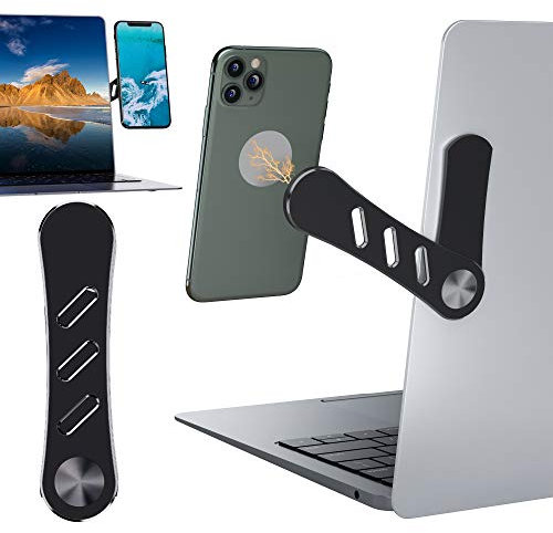 DK177 Adjustable Laptop Stand, Laptop Phone Holder, Laptop Side Mount Clip, Computer Monitor Expansion Bracket, Slim Portable Foldable Smartphone Stand. Improve Office Efficiency. (Black)
