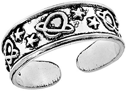 Trendy Planet and Stars Universe 925 Sterling Silber Zehenring oder Pinky Ring