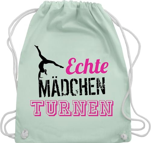 Shirtracer Turnbeutel Rucksack - Kinder Sport Kleidung - Echte Mädchen turnen fuchsia - schwarz - Unisize - Pastell Grün - gymnastics bag girls kinderturnbeutel 25. geburtstag turn beutel