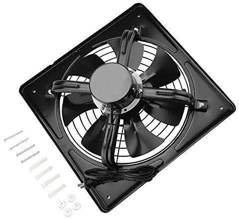 Ventilador de ventilador de pared para interior/exterior, grado industrial para patio, invernadero, garaje, baño, cocina 220 V(Negro)