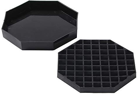 BEV Tek 12,7 x 2,5 cm achteckige Abtropfschale, 1 abnehmbarer Grillrost Kaffee-Abtropfschale – spülmaschinenfest, achteckige Form, schwarze Kunststoff-Kaffee-Arbeitsplatte, Abtropfschale, 2 Stück, für