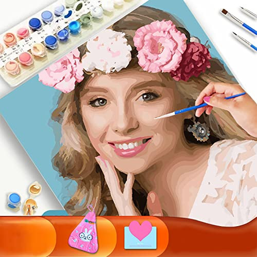 Lehaha Personalizados para Pintar por números Kits para Adultos,kits profesionales de pintura de mascotas y retratos, haga su propia foto con pinturas y pinceles para dibujar-40x50cm